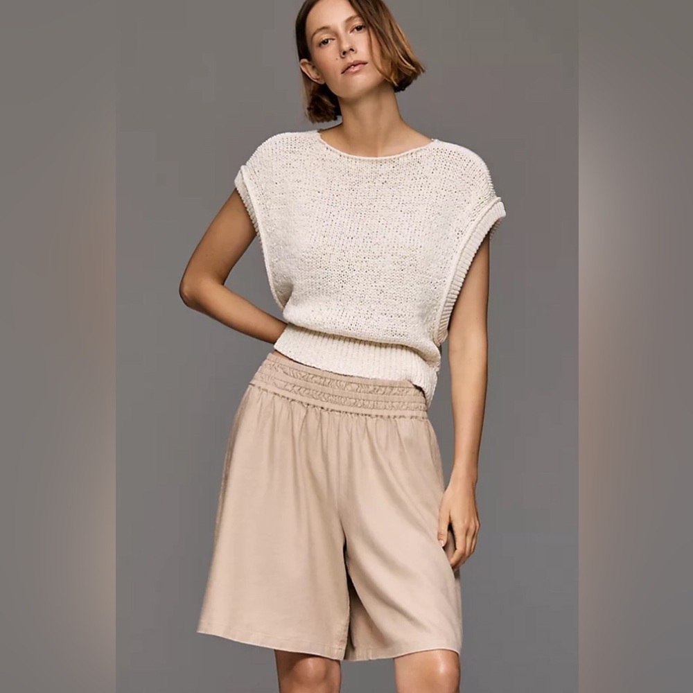 Anthropologie Somerset Linen Stretch Longline Shorts  Small NWT